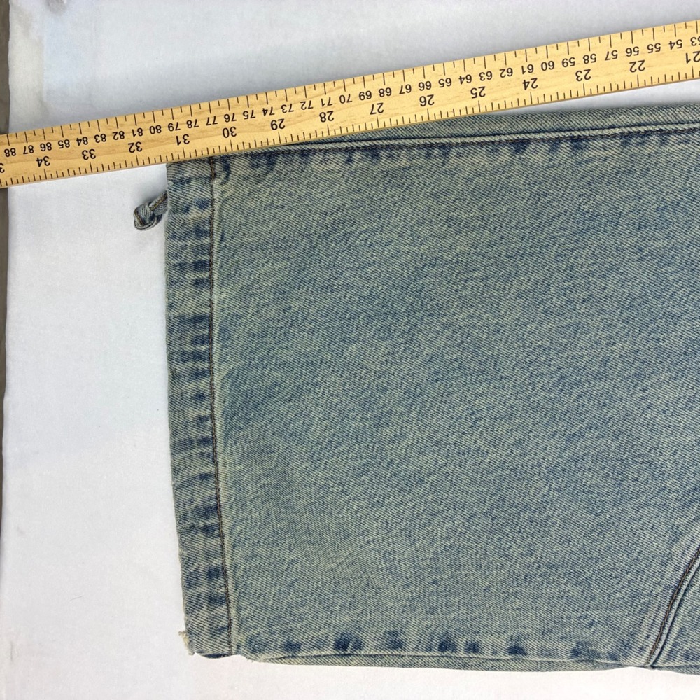 EB Denim Wide Leg Jeans Womens 28 Blue Paneled Drawstring Hem Streetwear Baggy - Picture 3 of 9